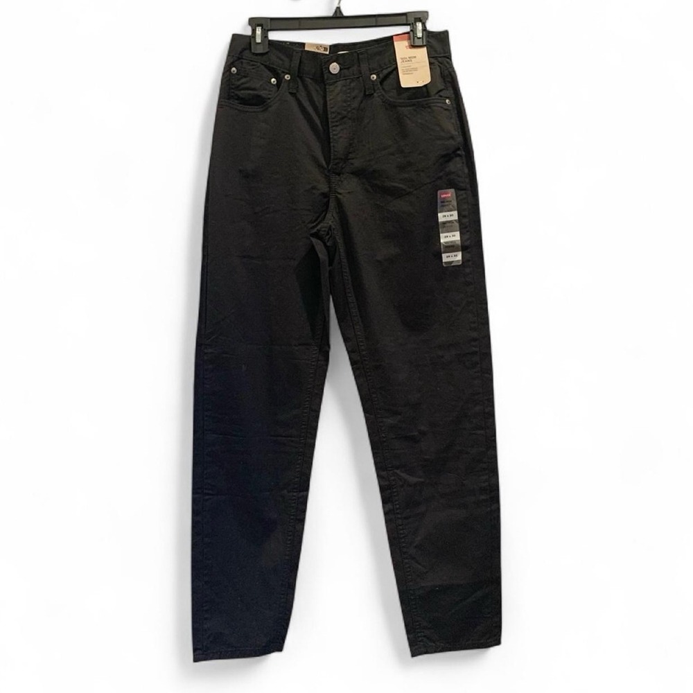 Levi's Women's High-Rise Tapered Mom Jeans Black Dark Wash 100% Cotton